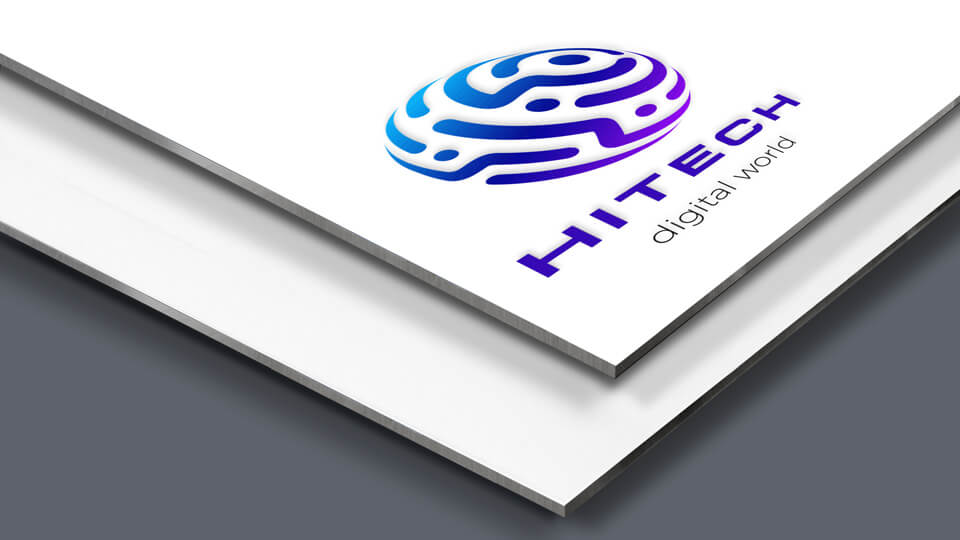 Aluminum signs with blue logo prints