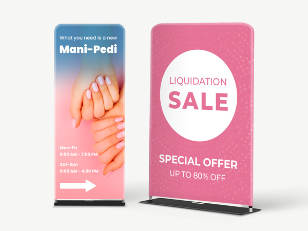 Promotional tension fabric banner for a beauty salon