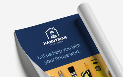 Company banners high-quality printing and material  with brand slogan
