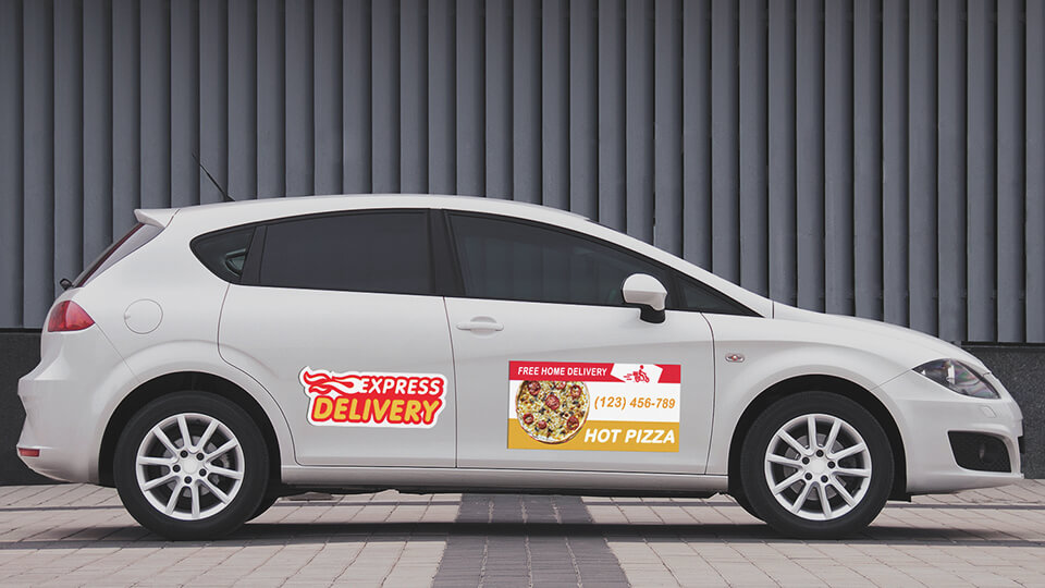 different types of business car magnets on both doors