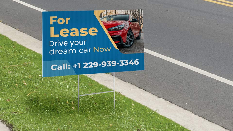 cars for lease signs