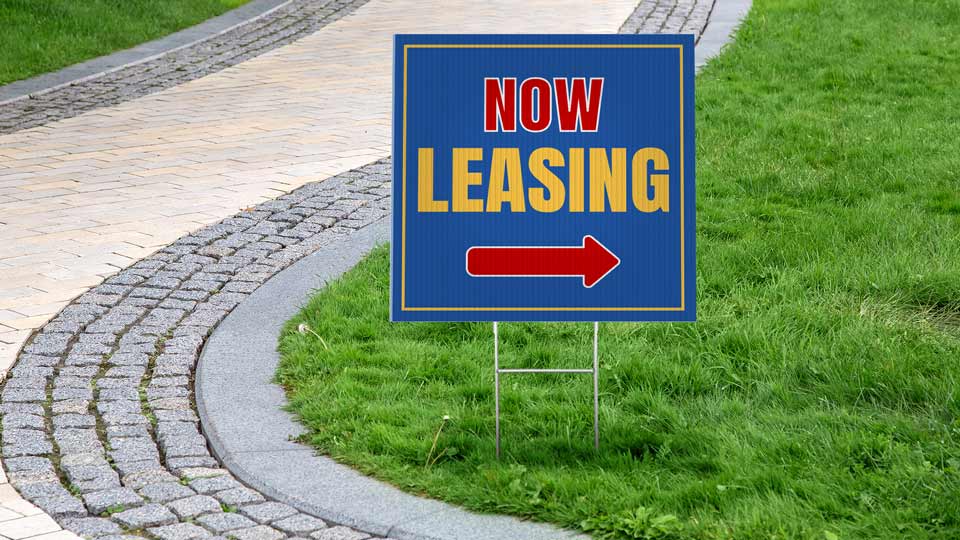 commercial for lease signs directional For Lease sign in blue