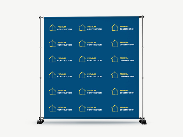 Construction step and repeat banner in custom design