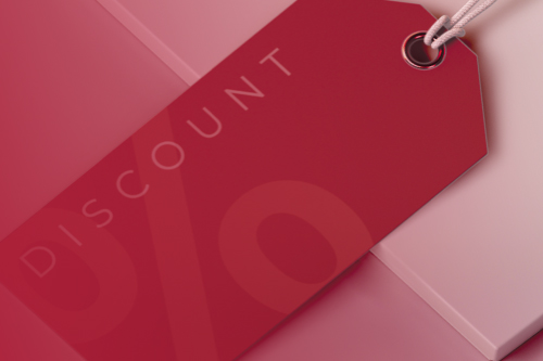 Deals page image in red displaying a percentage icon