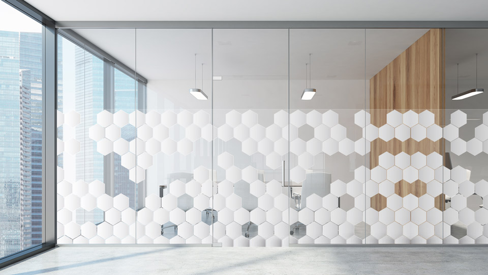frosted decorative window decal in white