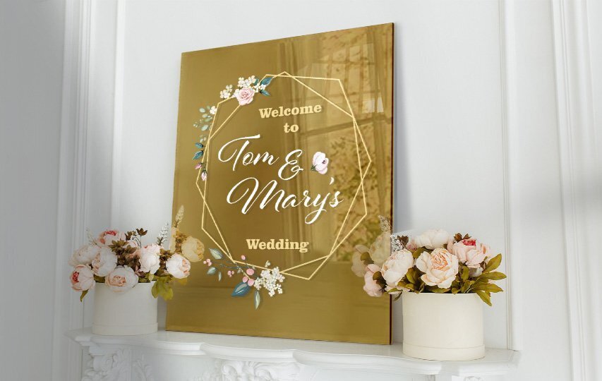 Gold acrylic signs