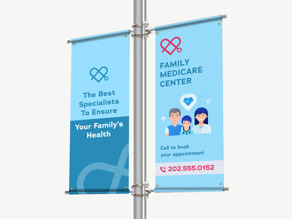 Medical center pole banner printing