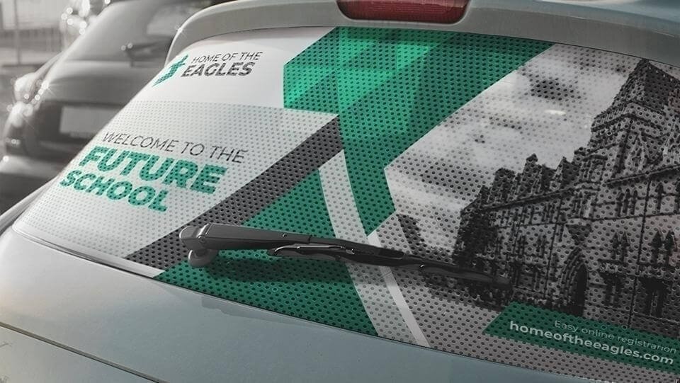 Perforated car window decals