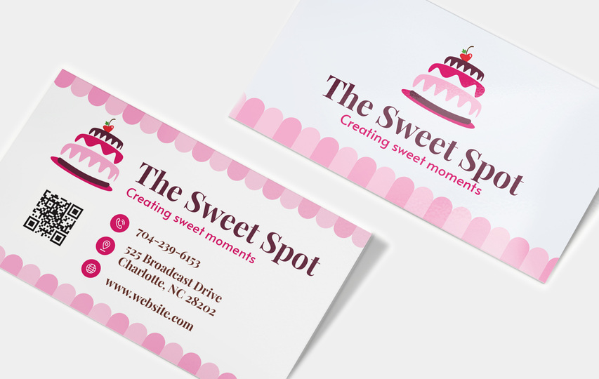 Pink Dessert Branding Bakery Business Cards