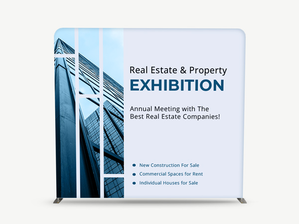 Real estate tension fabric display in custom design