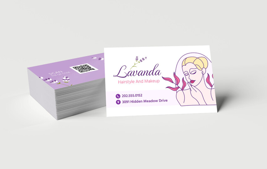 Stacked Feminine Hairstylist Business Cards