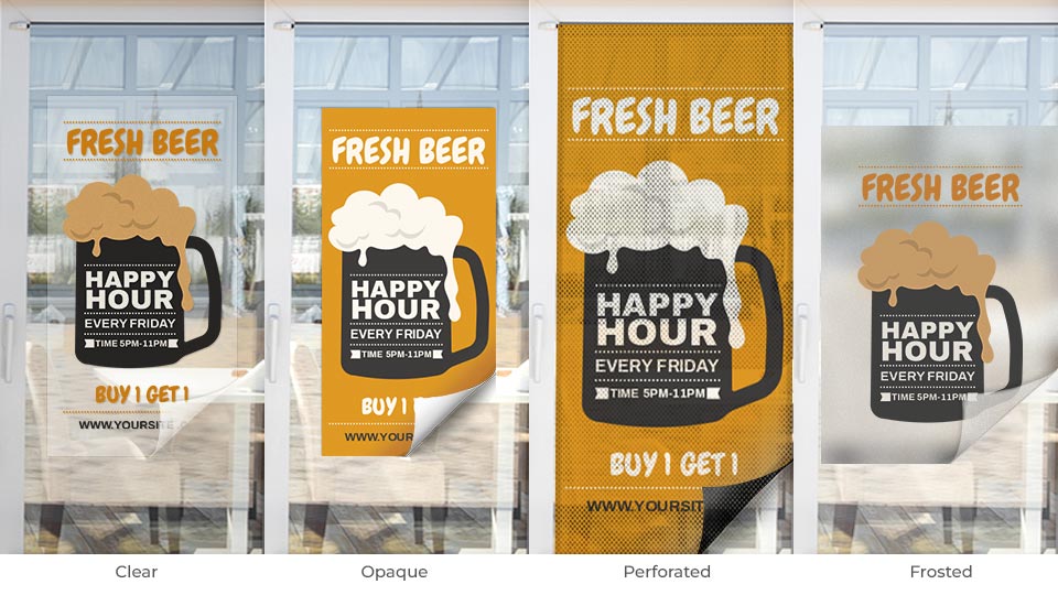 different types of storefront window graphics