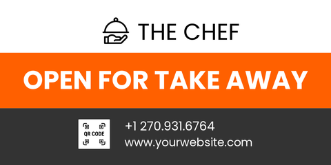 Informative Take Away With QR Code Sign Template
