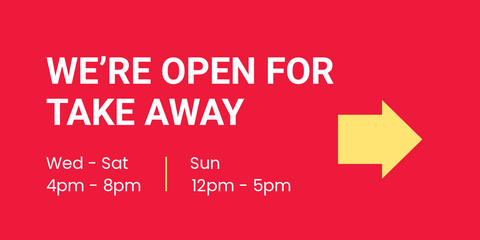 Open for Take Away With Operating Hours Sign Template