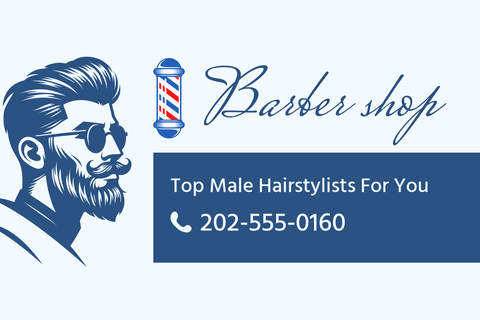 Blue Barber Shop Business Card Sign Template