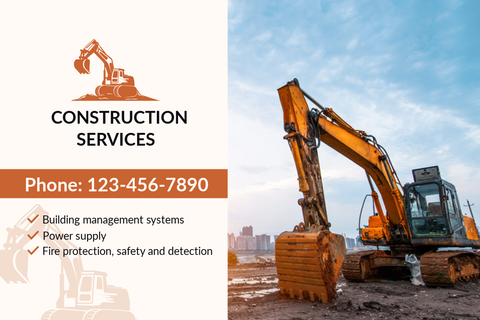 Orange Construction Business Card Template