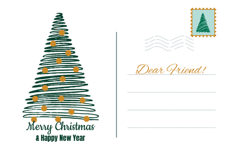 Festive Christmas Tree Postcard Template