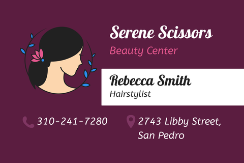 Vivid Purple Serene Scissors Business Card Template