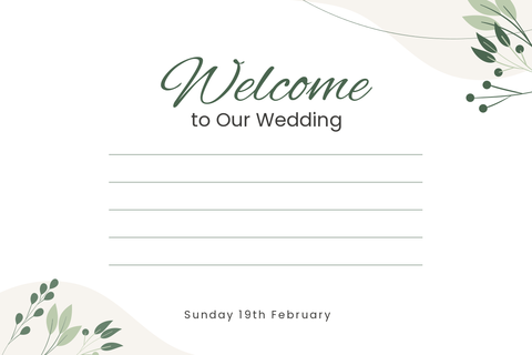 Greenery Wedding Welcome Postcard Template
