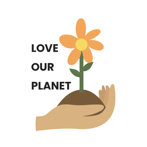 Love Our Planet Hand Holding Flower Template