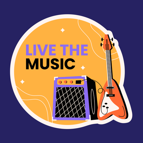 Vibrant Live the Music with Musical Instruments Template