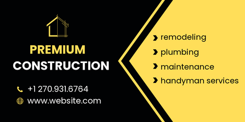 Black and Yellow Triangular Construction Sign Template