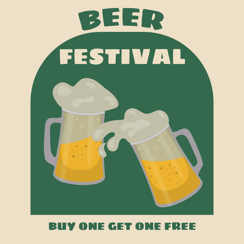Beer Festival Celebration With Two Toasting Mugs Template