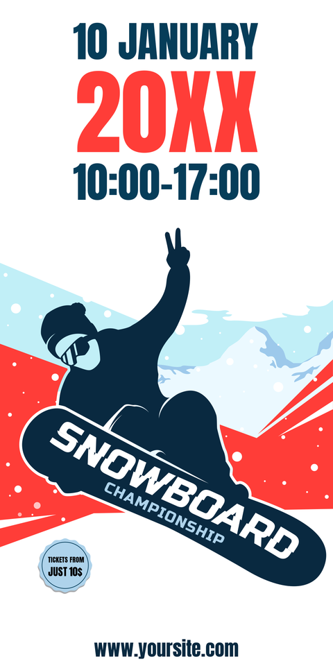Snowboarding Championship Event Details Sign Template