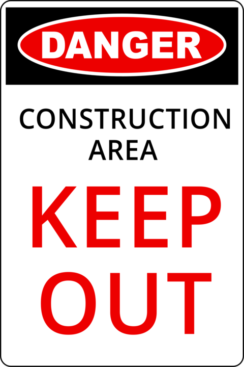 Red, Black, White Construction Area Danger Sign Template